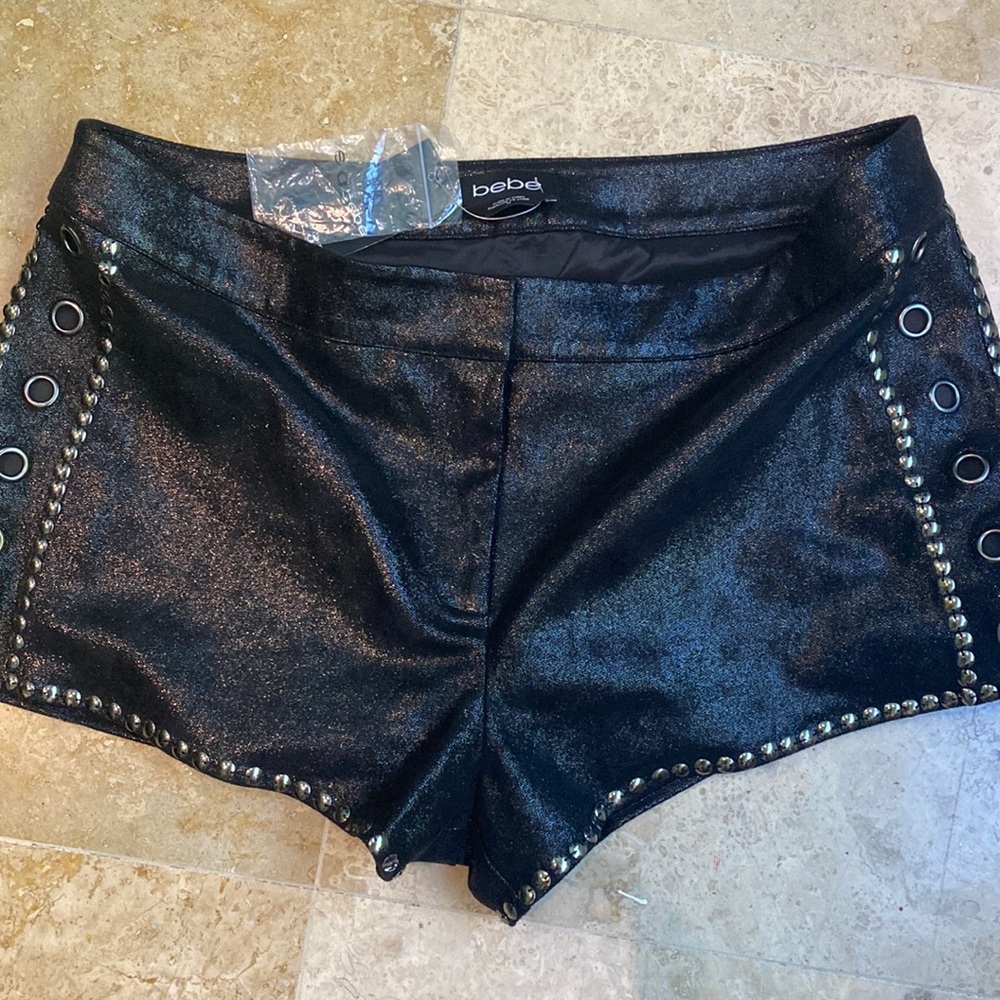 NWT bebe Glittery Studded Short Shorts Size 10
